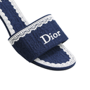 Christian Dior Dway Heeled Slide Blue and White In Size 39 1/2