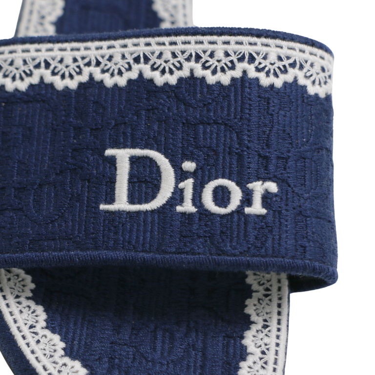 Christian Dior Dway Heeled Slide Blue and White In Size 39 1/2