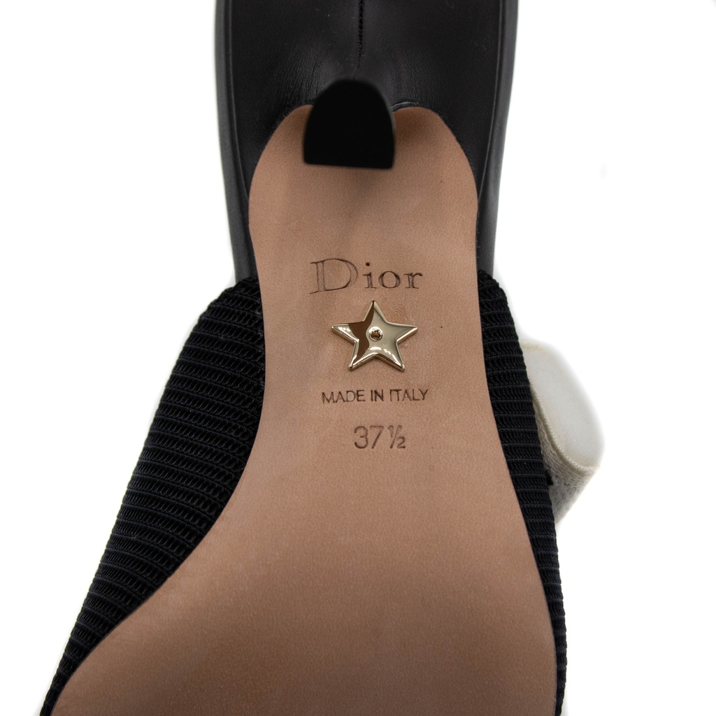 Christian Dior J'Adior Slingback Pump Black Technical Fabric In Size 37 1/2