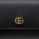 Gucci - 9175 GG Marmont Calfskin Black Leather Continental Wallet 456116