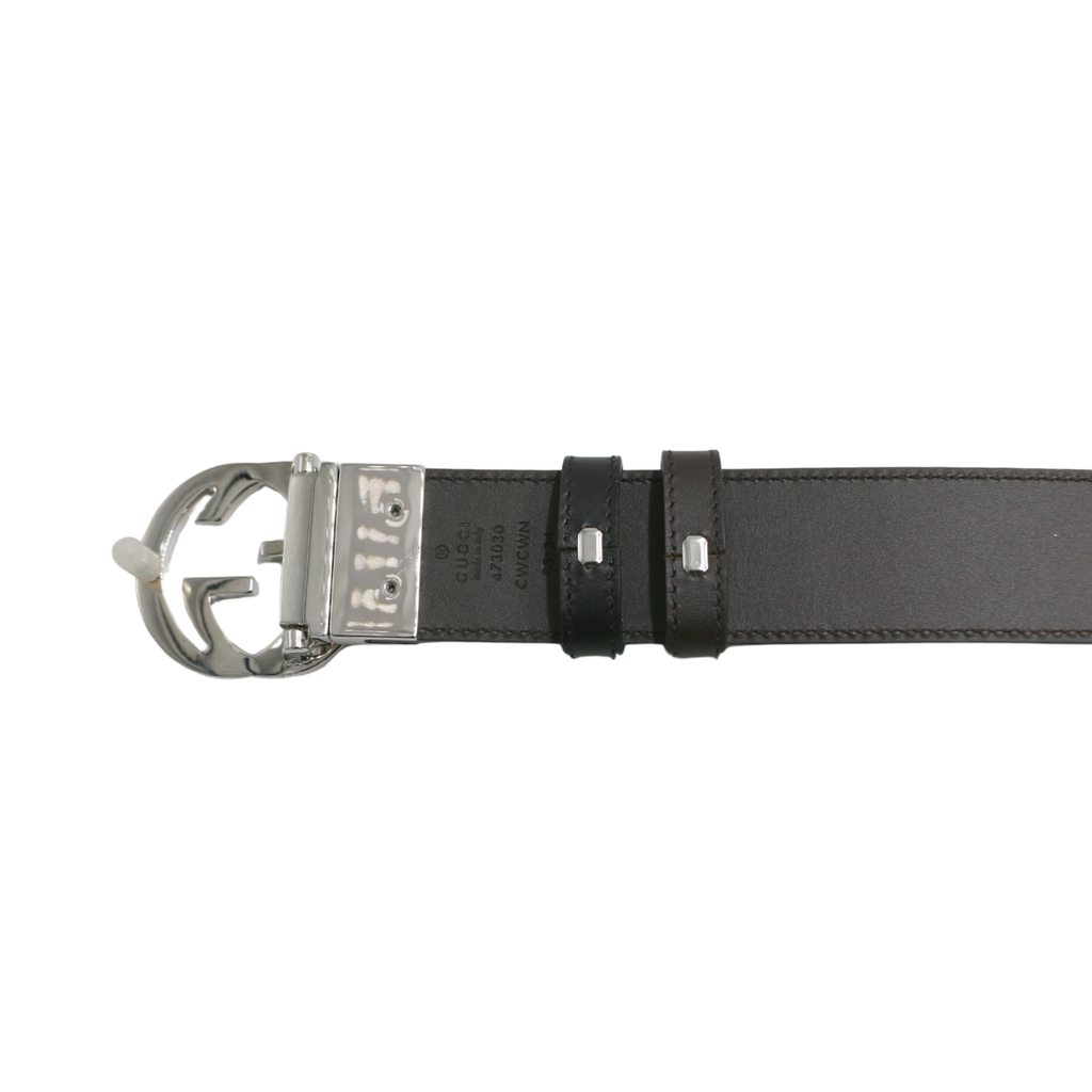 Gucci Reversible Signature Belt Black and Brown 473030 In Size 85 30