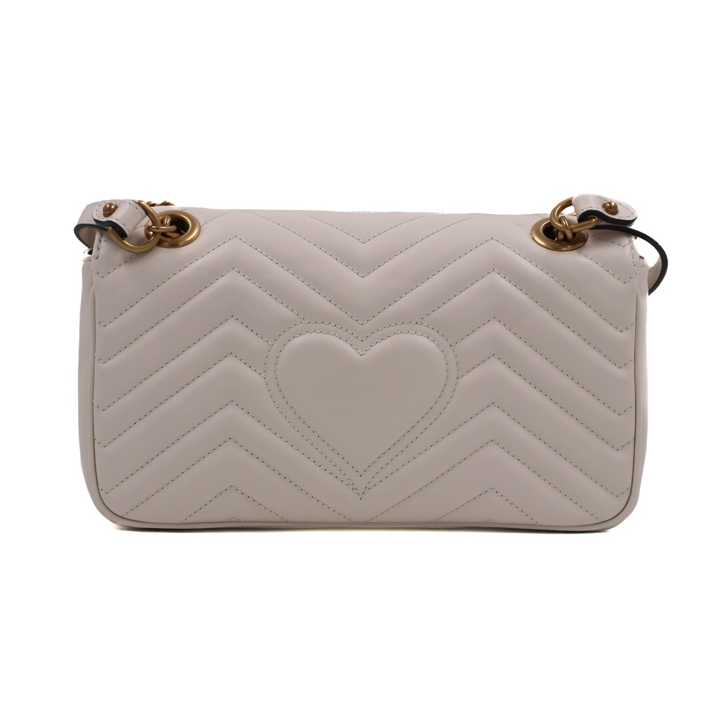 Gucci GG Marmont Small Shoulder Bag Matelassé White 443497