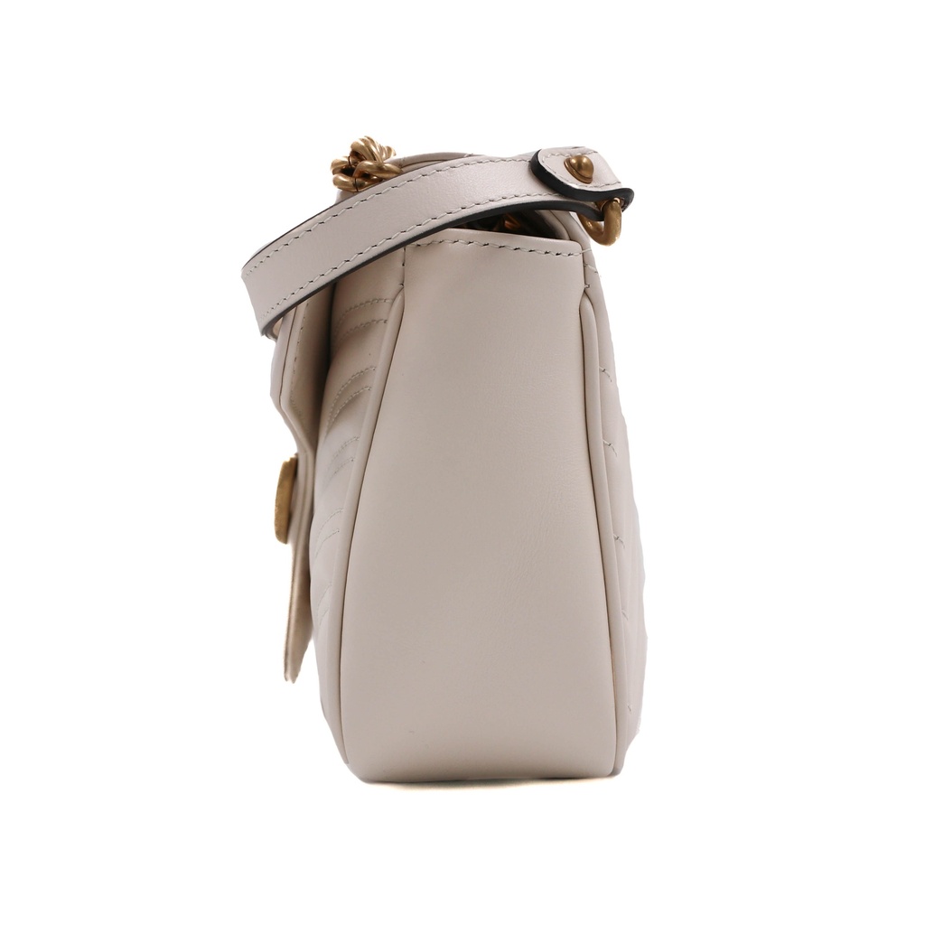 Gucci GG Marmont Small Shoulder Bag Matelassé White 443497