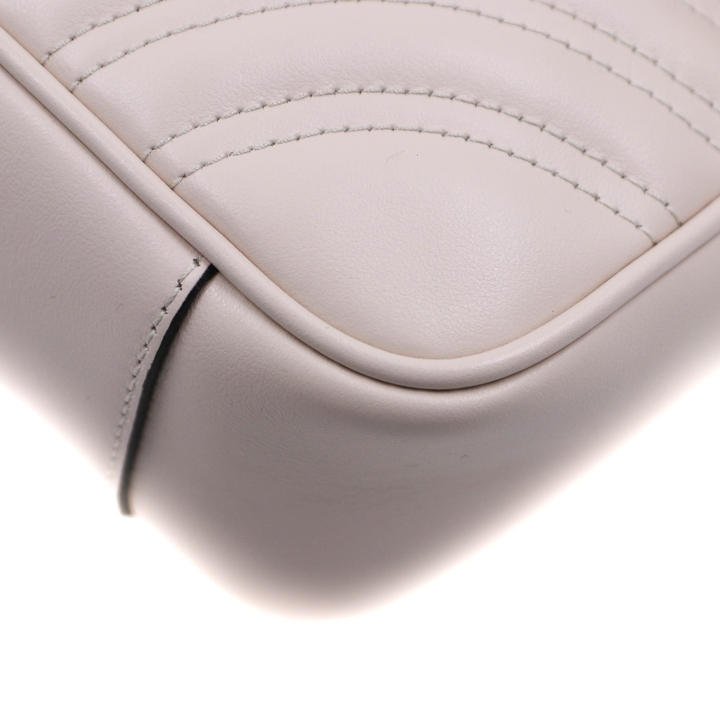Gucci GG Marmont Small Shoulder Bag Matelassé White 443497