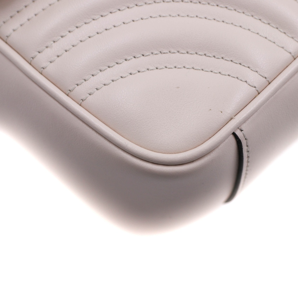 Gucci GG Marmont Small Shoulder Bag Matelassé White 443497