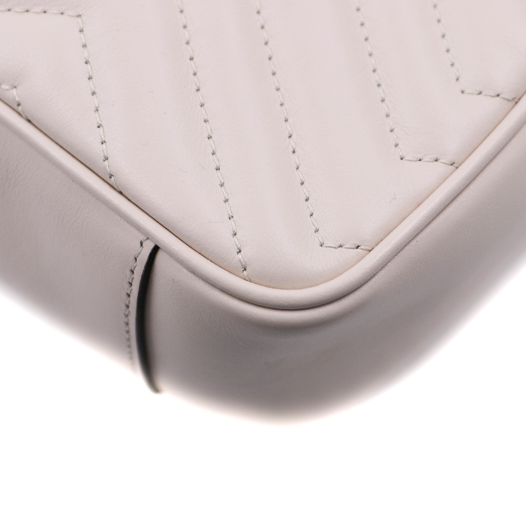 Gucci GG Marmont Small Shoulder Bag Matelassé White 443497