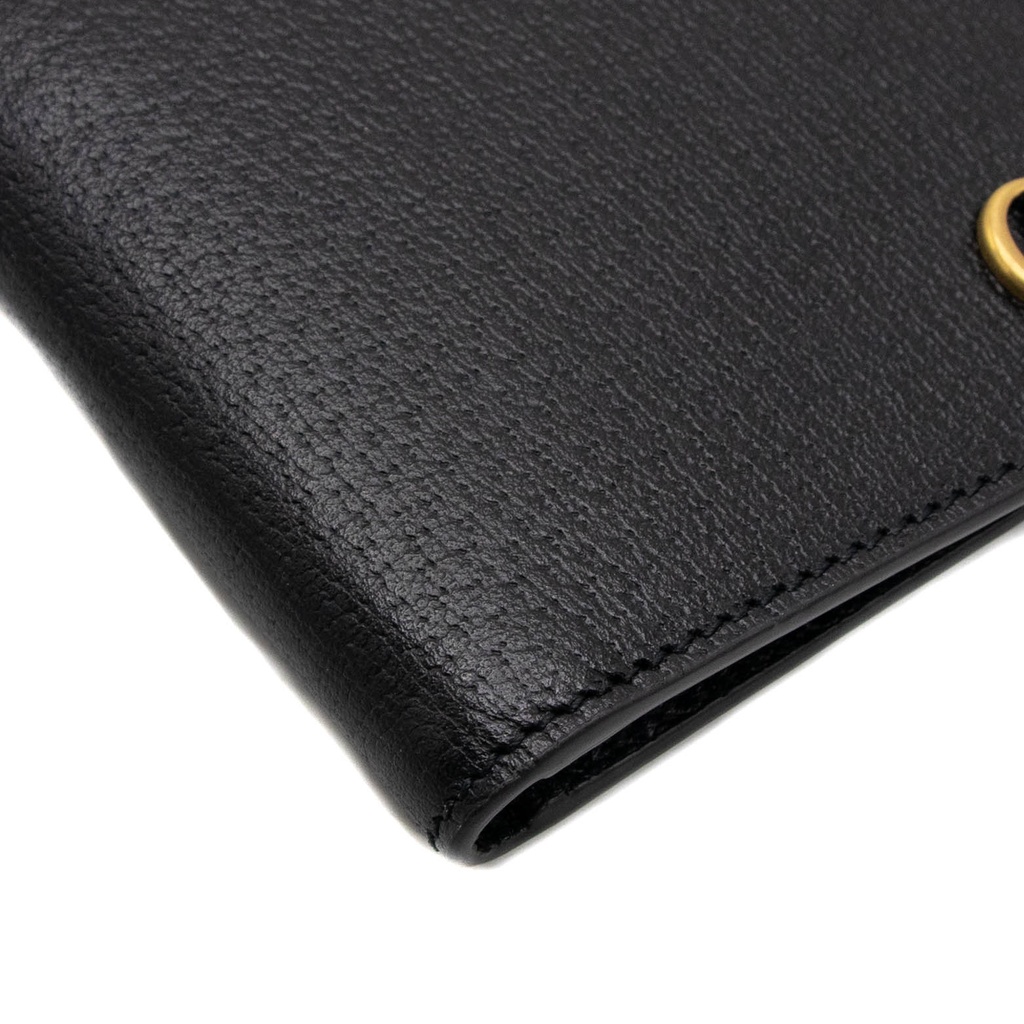 Gucci Calfskin Boar Effect GG Marmont Bi-Fold Wallet Black 428726