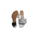 Christian Dior Lady Dior Heels Slide Lambskin Silver In Size 37