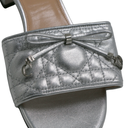 Christian Dior Lady Dior Heels Slide Lambskin Silver In Size 37