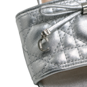 Christian Dior Lady Dior Heels Slide Lambskin Silver In Size 37