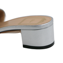 Christian Dior Lady Dior Heels Slide Lambskin Silver In Size 37 1/2