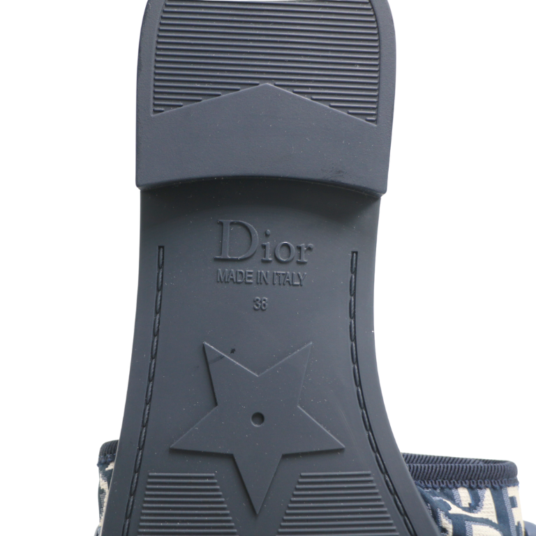 Christian Dior Rubber Macrocannage Dio(r)evolution Slides Blue Size 38