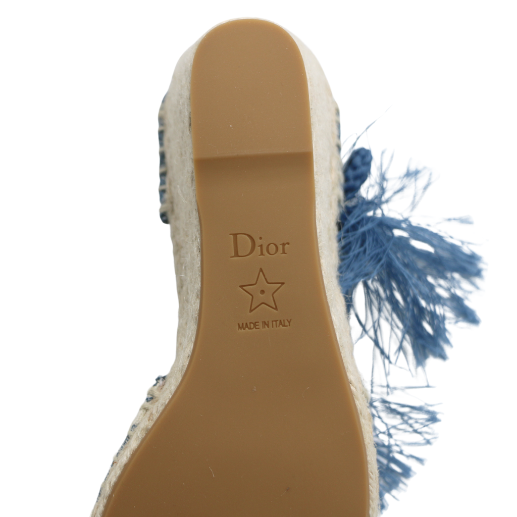 Christian Dior Granville Wedge Espadrille in Blue In Size 38