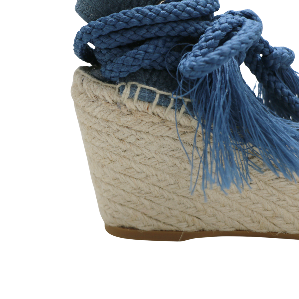 Christian Dior Granville Wedge Espadrille in Blue In Size 38