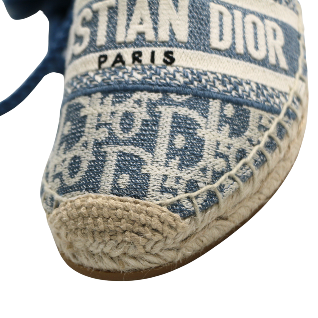 Christian Dior Granville Wedge Espadrille in Blue In Size 38