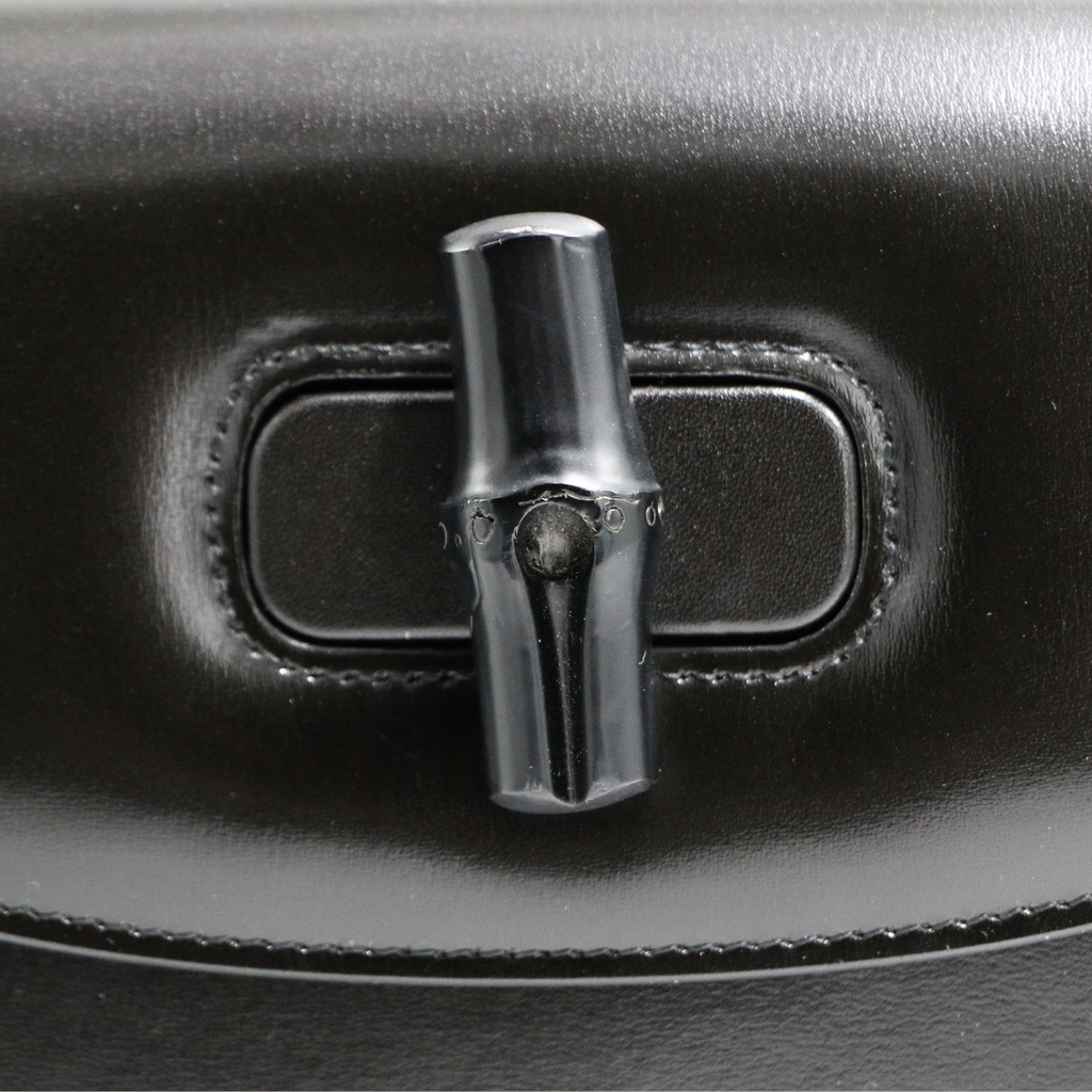 Gucci Bamboo 1947 Medium Bag in Black Leather 672206