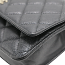 Chanel Black Quilted Caviar Leather Wallet On Chain