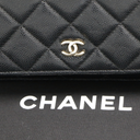 Chanel Black Quilted Caviar Leather Wallet On Chain