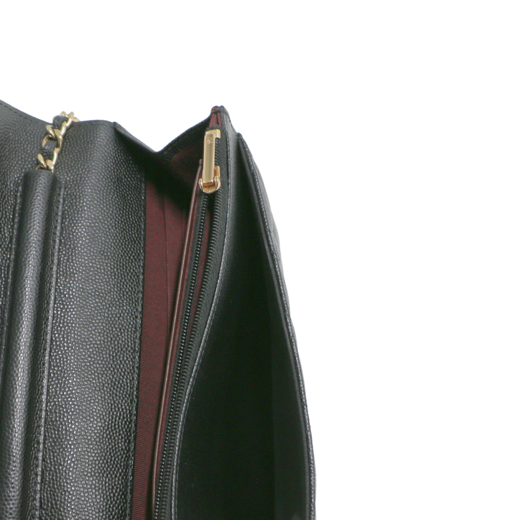 Chanel Black Quilted Caviar Leather Wallet On Chain
