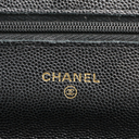 Chanel Black Quilted Caviar Leather Wallet On Chain