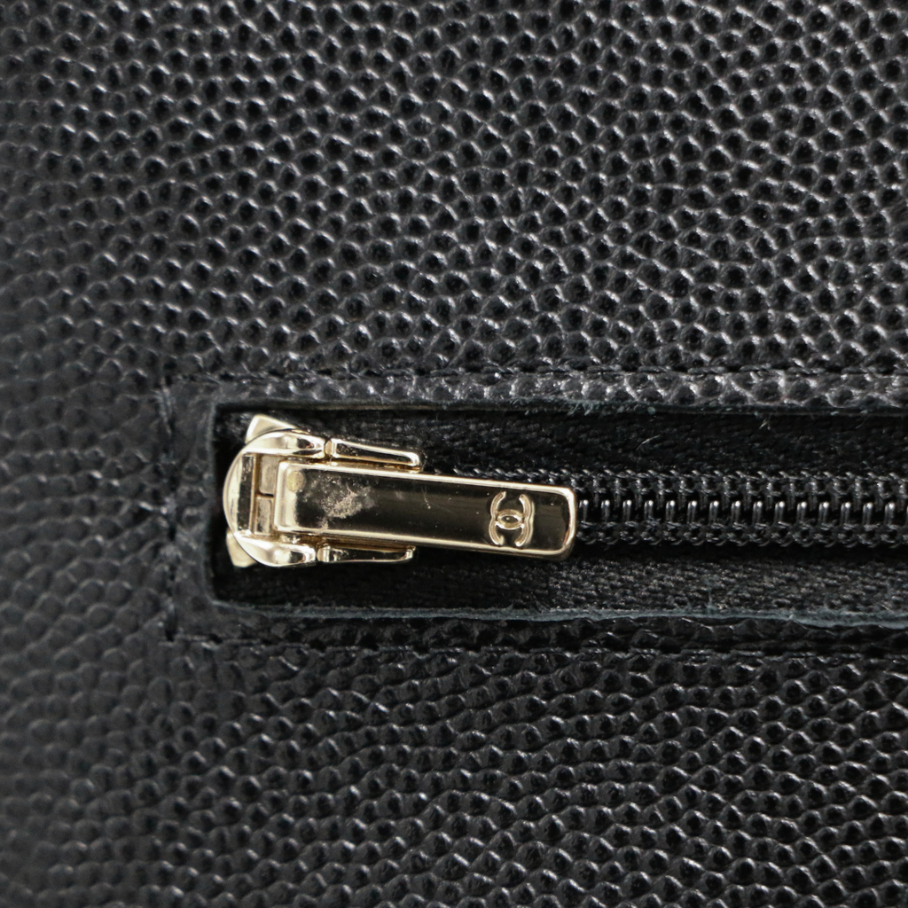 Chanel Black Quilted Caviar Leather Wallet On Chain