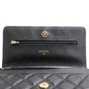 Chanel Black Quilted Caviar Leather Wallet On Chain