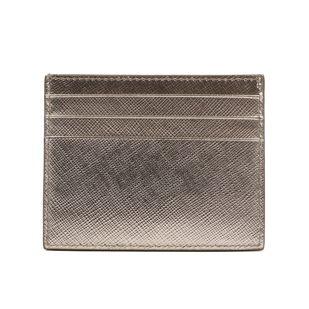 Prada Leather Triangle Cardholder Silver