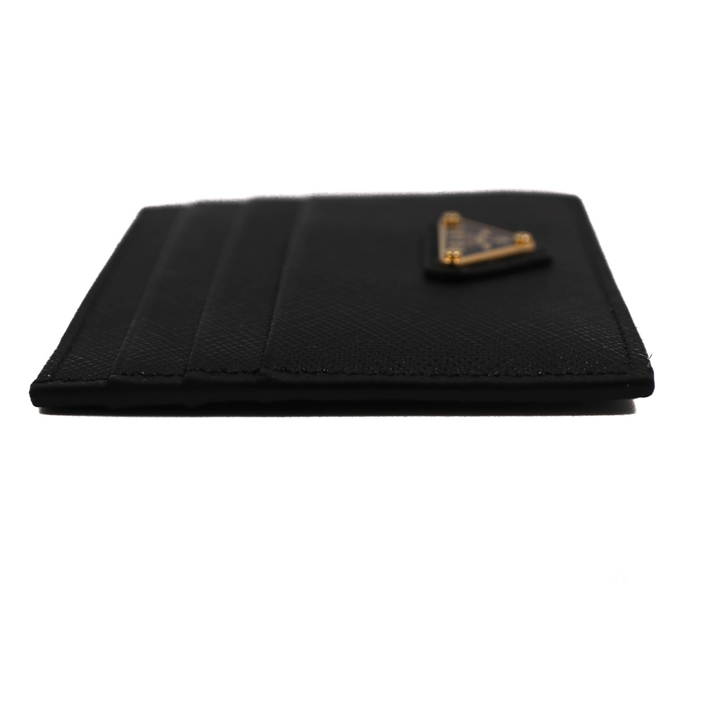 Prada Saffiano Triangle Logo Cardholder Black