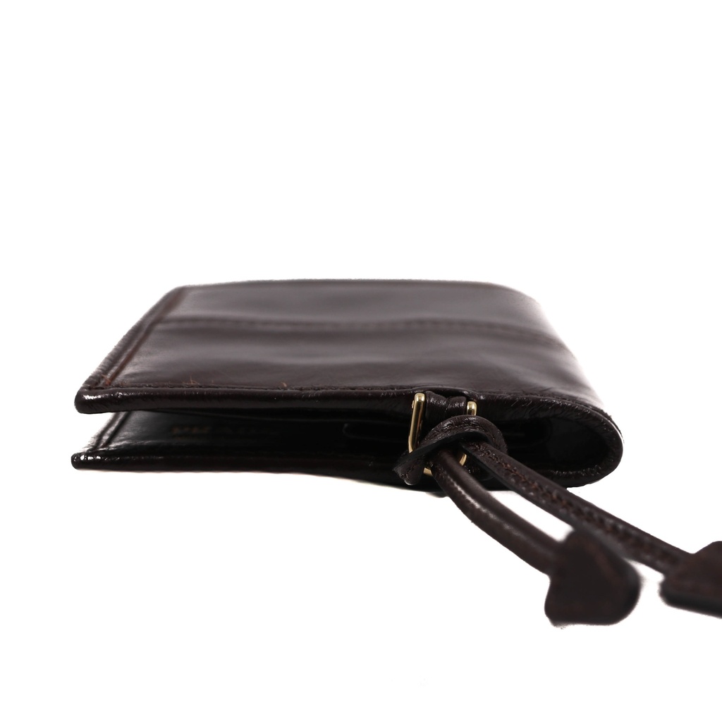 Prada Soft Leather Triangle Logo Wallet Brown