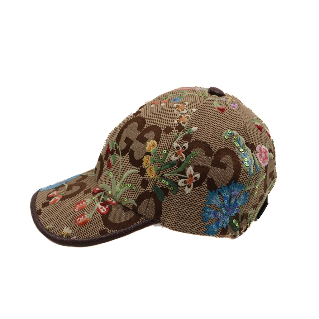 Gucci Jumbo GG Cap With Floral Embroidery 701845