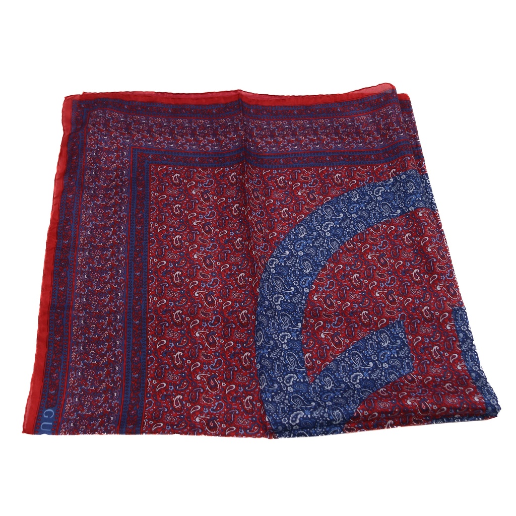 Gucci Pink GG Floral Knitted Scarf Red/Sky Blue Size 90x90 758978