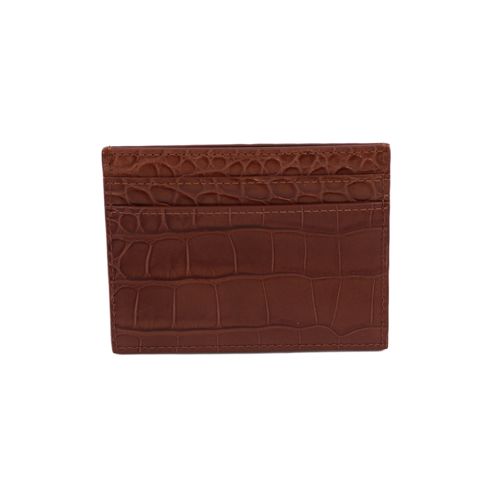 Saint Laurent Embossed Card Holder Wallet Brown