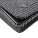 Chanel Black Quilted Caviar Leather Boy Wallet On Chain