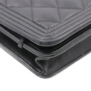 Chanel Black Quilted Caviar Leather Boy Wallet On Chain