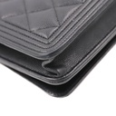 Chanel Black Quilted Caviar Leather Boy Wallet On Chain