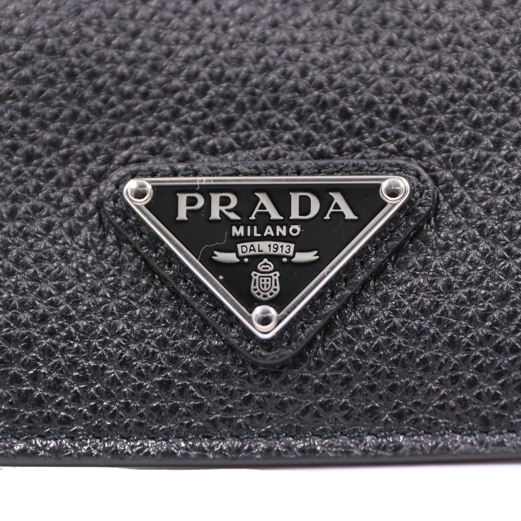 Prada Soft Leather Triangle Logo Cardholder Black