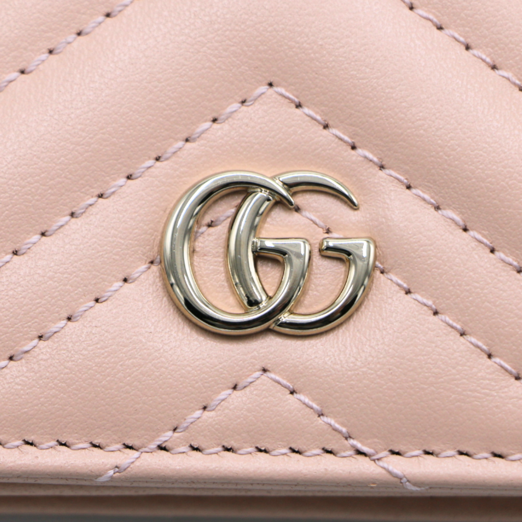 Gucci GG Marmont Card Case Wallet Light Pink 466492