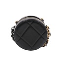 Chanel Shiny Goatskin Quilted Chanel 19 Round Clutch With Chain Black
