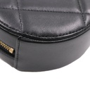 Chanel Shiny Goatskin Quilted Chanel 19 Round Clutch With Chain Black