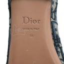 Christian Dior Poeme Ballet Flats In Blue and Beige Oblique In Size 38