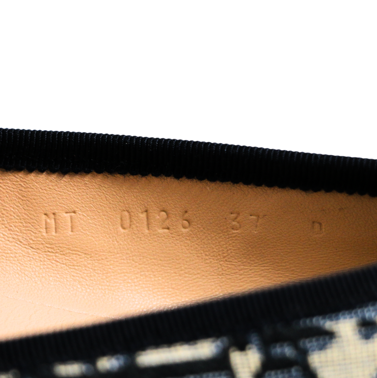 Christian Dior Poeme Ballet Flats In Blue and Beige Oblique In Size 37