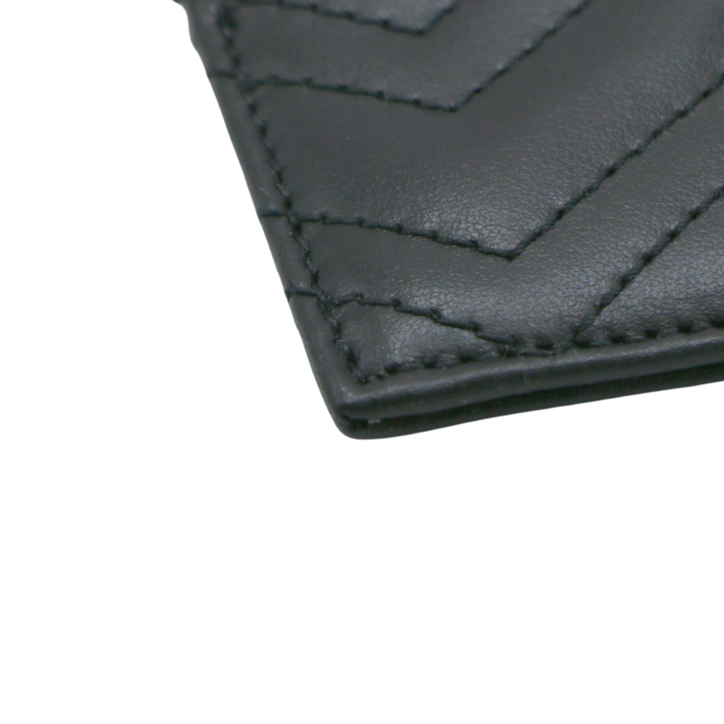 Gucci GG Matelasse Chevron Marmont Card Case Black 443127