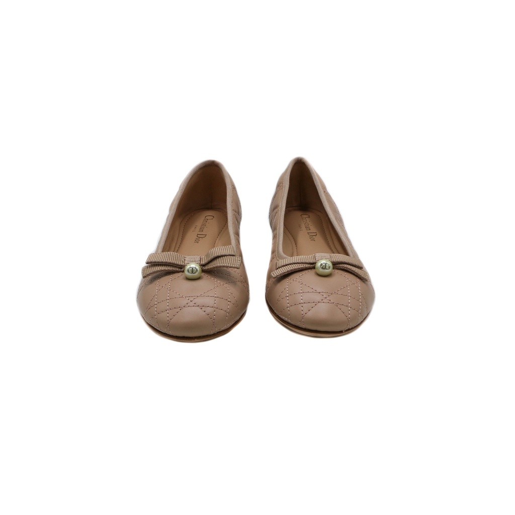 Christian Dior Ballet Flat Nude Quilted Cannage Calfskin Size 37