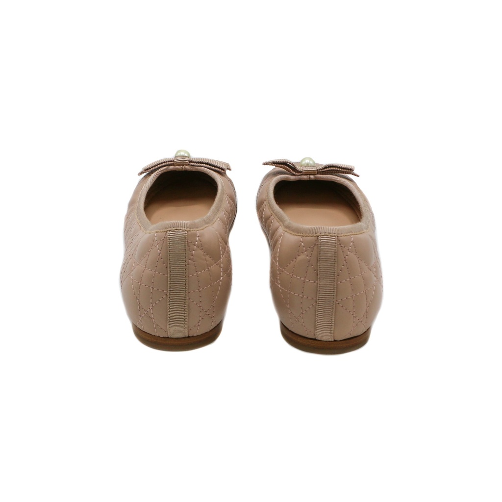 Christian Dior Ballet Flat Nude Quilted Cannage Calfskin Size 37