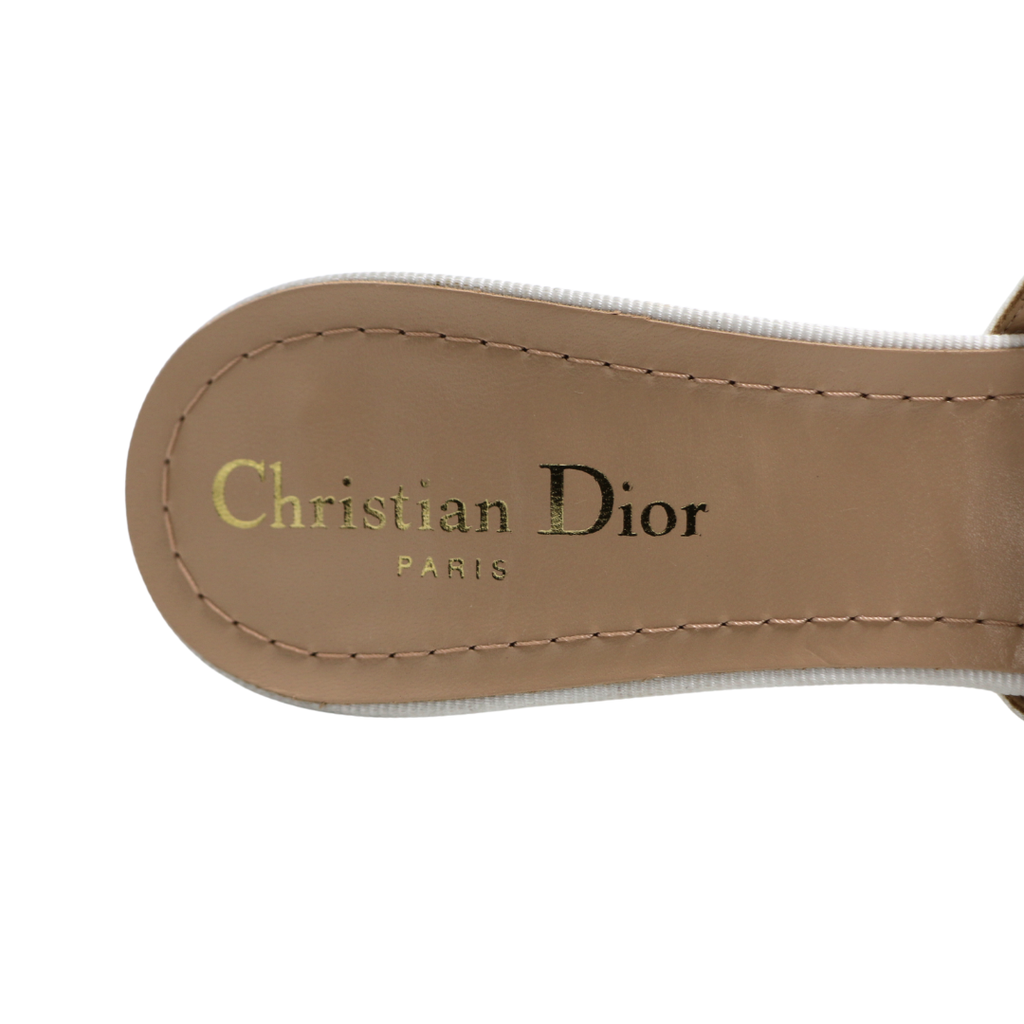Christian Dior Adorable Heeled Mules With White Pearl In Size 36