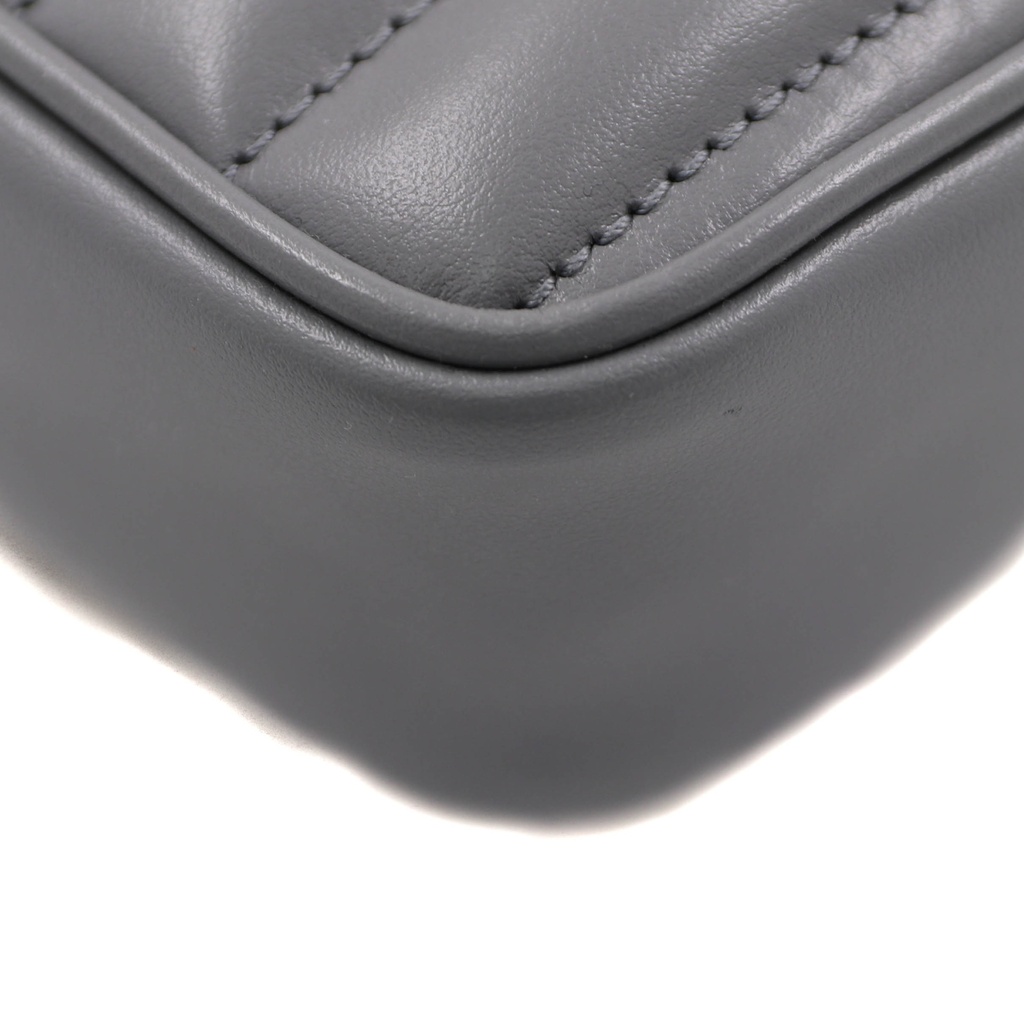 Gucci GG Marmont Matelass Leather Super Mini Bag Gray 476433