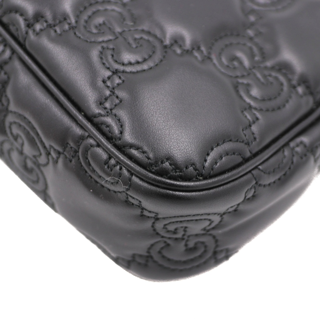 Gucci Gucci GG Matelassé Handbag Leather Black 735049