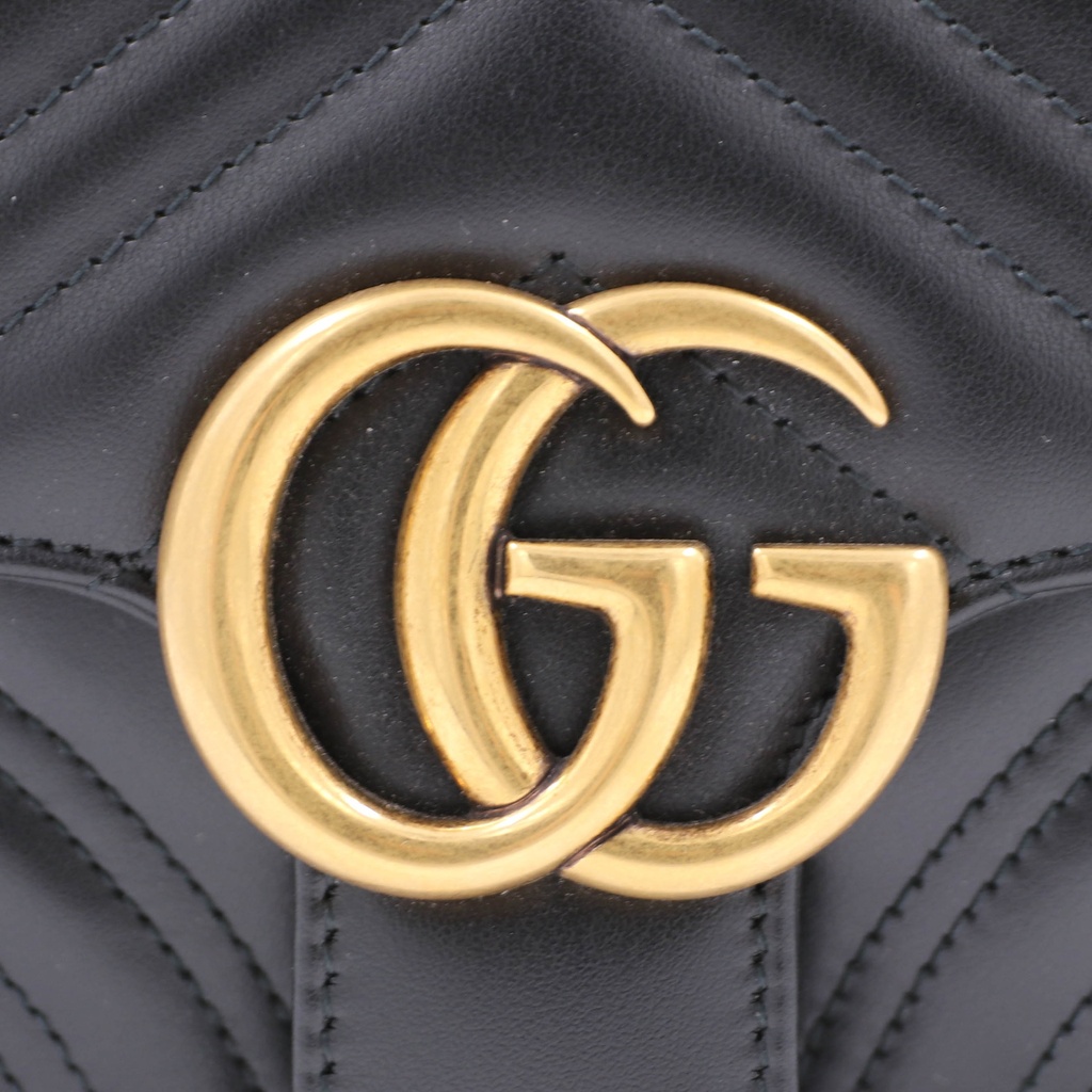 Gucci GG Marmont Chain Flap Wool Crossbody Bag Black 739682