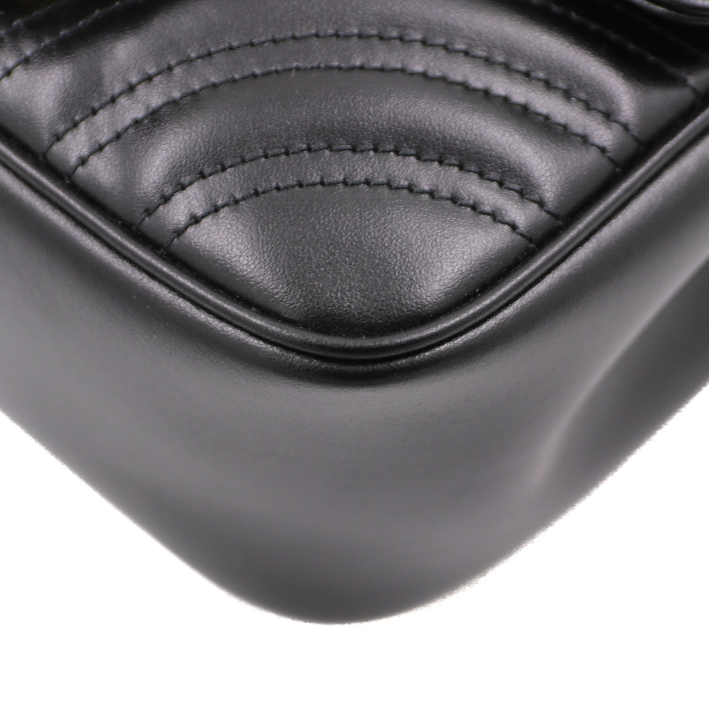 Gucci GG Marmont Chain Flap Wool Crossbody Bag Black 739682