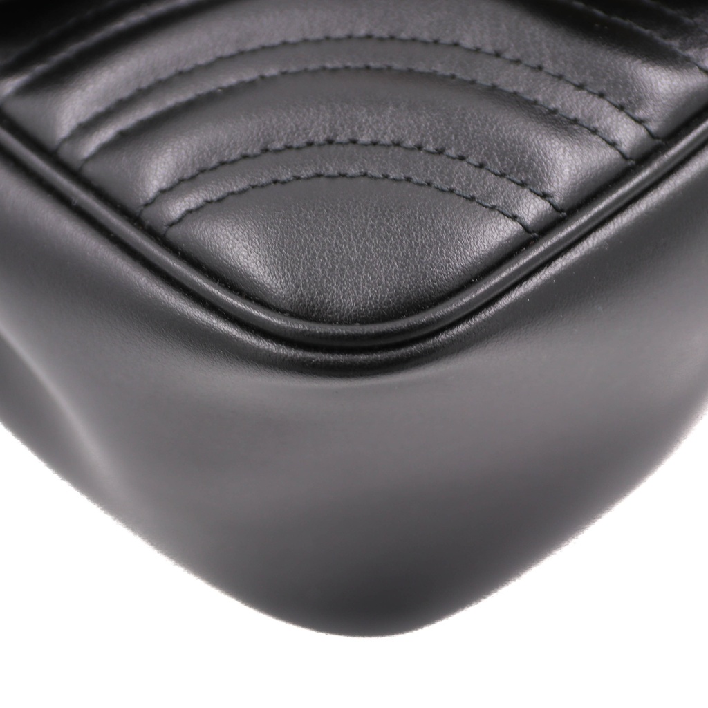 Gucci GG Marmont Chain Flap Wool Crossbody Bag Black 739682